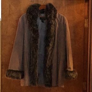 Suede Jacket With Fur Trim